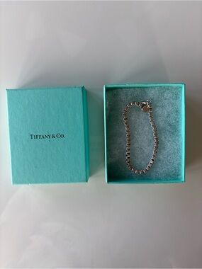 Tiffany & Co. Silver Box Link Bracelet with Signature Blue Box